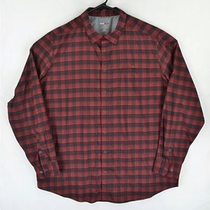 Swiss Tech Red Plaid Long Sleeve Shirt Roll Sleeves Men's Snap Buttons Size 2XL